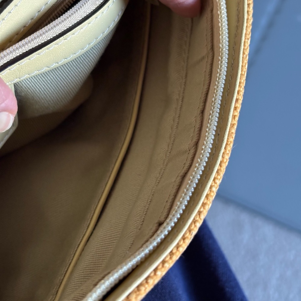 Genuine leather and canvas buttery yellow Shoulder Bag - Picture 10 of 13